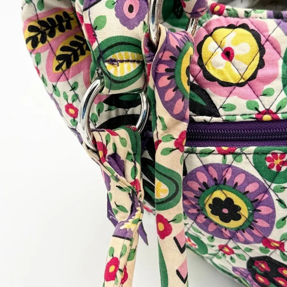 Vera Bradley Viva La Vera Purple Floral Print Quilted Tote Hobo Bag